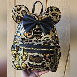 Loungefly Disney Sequin Leopard Mini Backpack